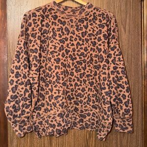 Abercrombie & Fitch Soft AF Leopard Print Crewneck - Brown Black Size Small